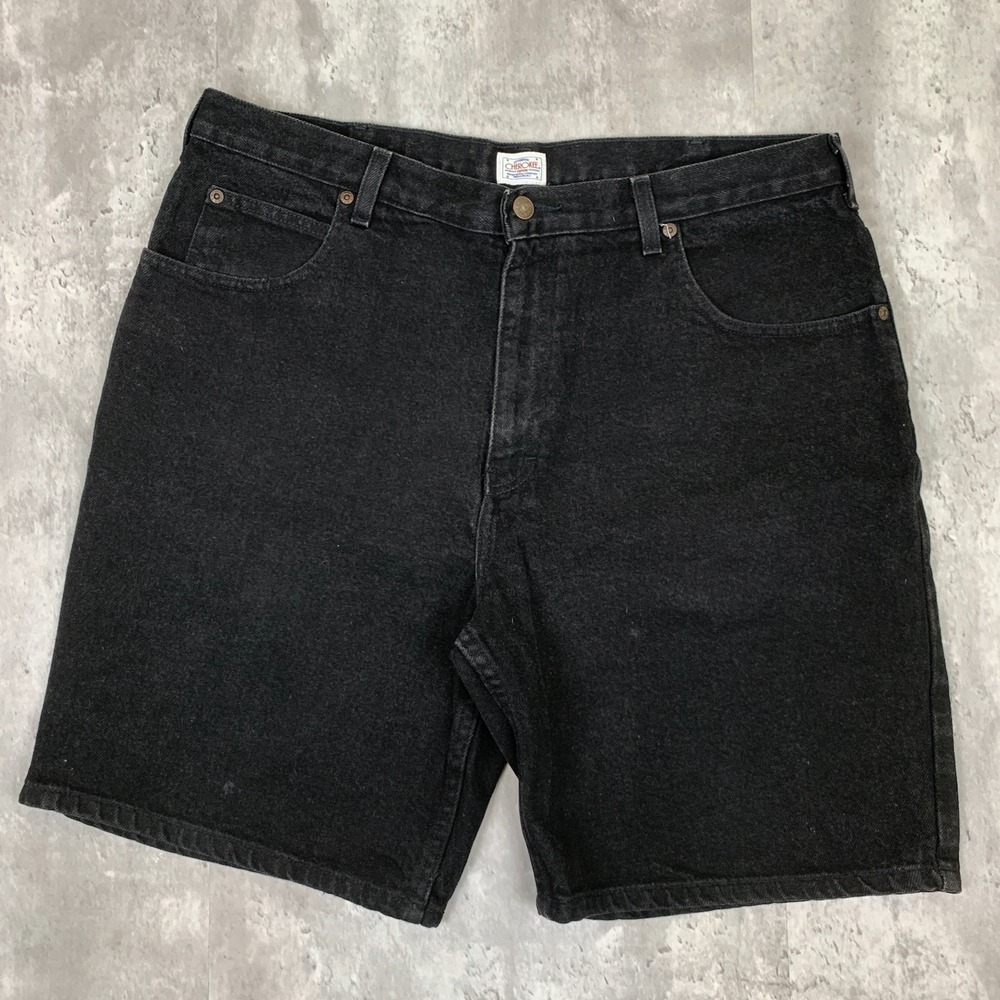 Vintage Cherokee Shorts Mens 38 Black Denim 8" Inseam 100% Cotton Skate Y2K